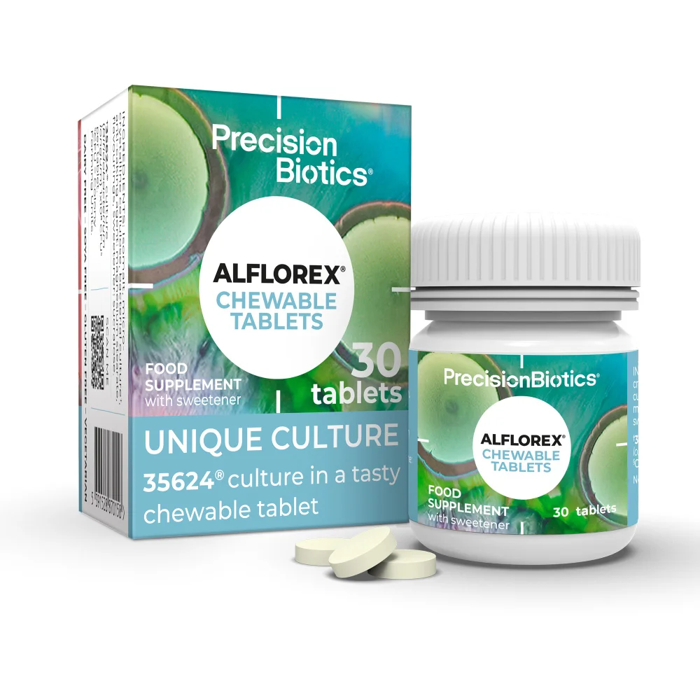 Alflorex Chewable tablets box on white background