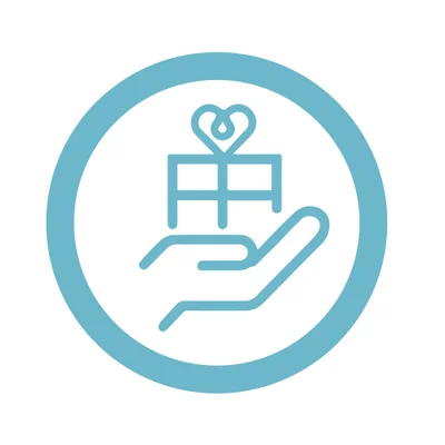 Blue icon representing a gift with purchase on a Precision Biotics subscription
