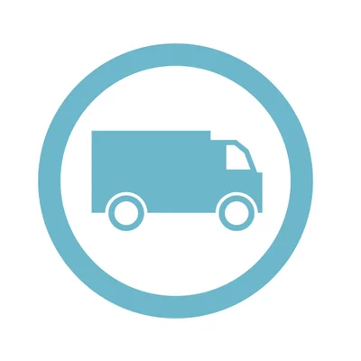 Blue delivery van icon representing free standard delivery on all subscriptions