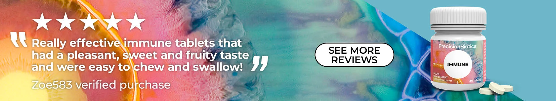 'Really effective immune tablets that had a pleasant, sweet and fruity taste and were easy to chew and swallow!' - Zoe583 verified purchase