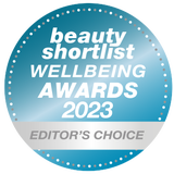 Beauty shortlist wellbeing awards 2023 editors choice. Click to view Blog, we won at the beauty shortlist awards